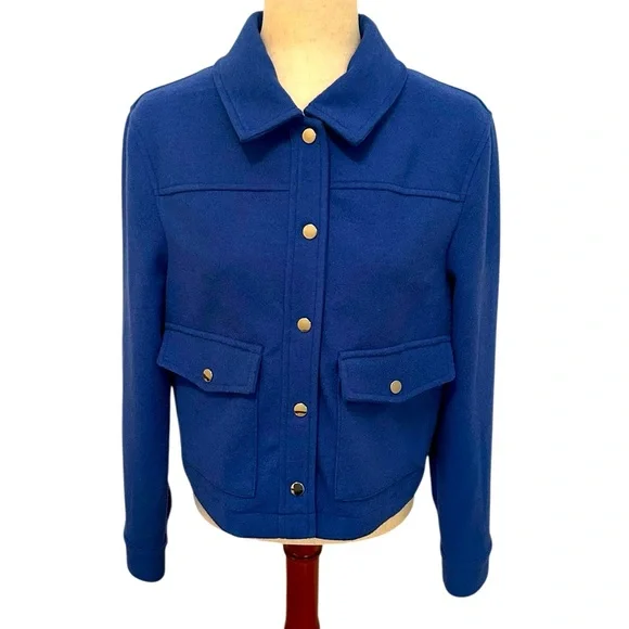 JOIE Felted Blazer Jacket Blue Snap Buttons Sz‎ Med