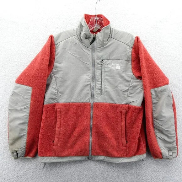 The North Face Jacket Small‎ Womens Gray Orange Denali Fleece Full Zip Pockets