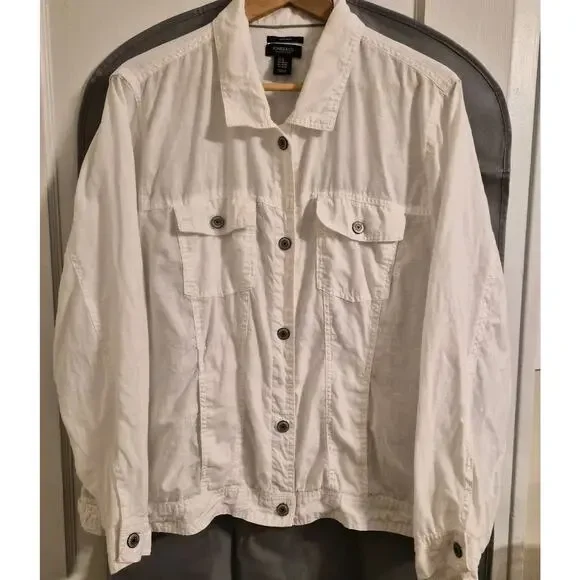 Jones New York Size‎ 2X Jacket Linen Women's White