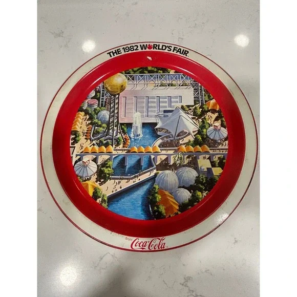 Vintage‎ 1982 Worlds Fair Coca-Cola Metal Tray Knoxville Tennessee Souvenir Coke