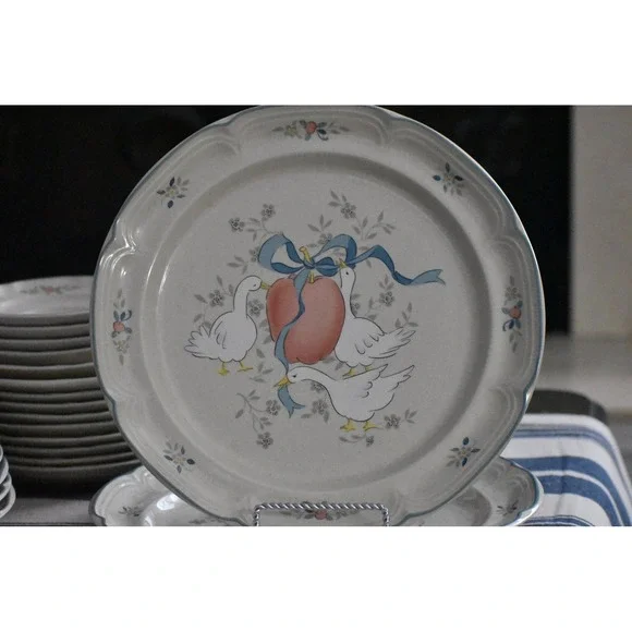 Large Serving Platter International Stoneware‎ Country Geese Whimsical Marmalade