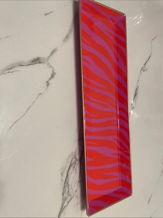 Decorative Pink and Red Zebra Tray - Home Accents
