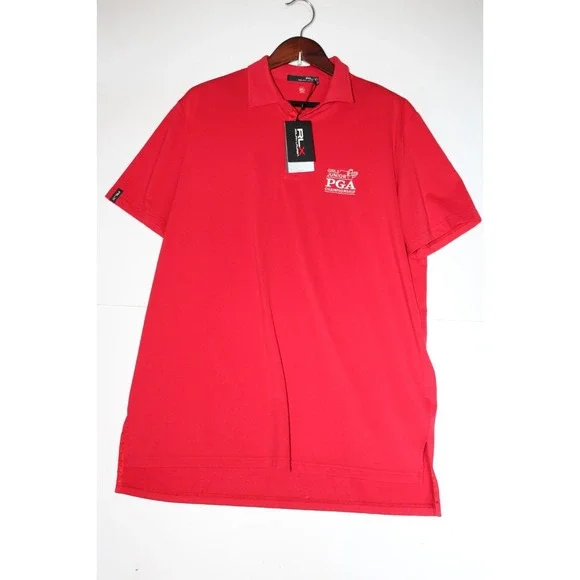 Ralph Lauren RLX RED Golf Polo Embroidered Girls PGA Logo Mens Size Large