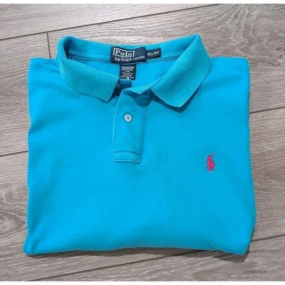 POLO RALPH LAUREN MEN's  SIZE XLT LIGHT BLUE POLO SHIRT W/PONY LOGO  EUC
