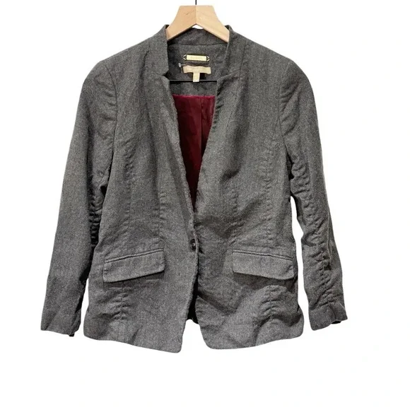 Talbots‎ Blazer Women 10P Gray Wool Fabric Woven in Italy Single Button NWOT
