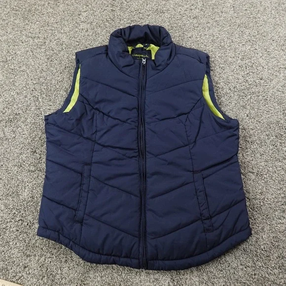 Aeropostale Vest Womens XL Blue Sleeveless Full Zip‎ Quilted Puffer Jacket Coat