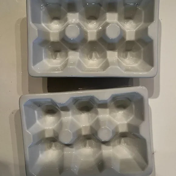 Egg Serving Trays -Looks Like Egg Cartons /Porcelain /Holds 6 eggs per Tray  h/x