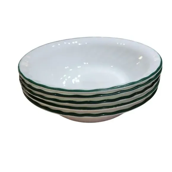 Set of 5: Corelle Callaway Ivy Soup Salad Bowls White Green Rim