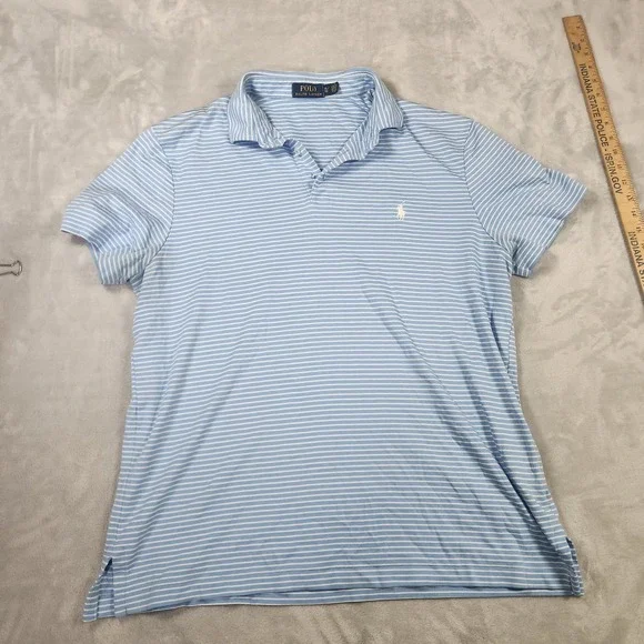 Polo Ralph Lauren Striped Cotton Polo Shirt‎ Blue White Pony XL