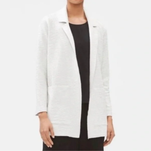 Eileen Fisher Textured Jacquard Knit Tencel Snap Blazer Size S