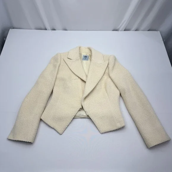 Andrew Gn Paris Asymmetric Jacket Womens 42 Cream Tailored Blazer Crop Coat‎