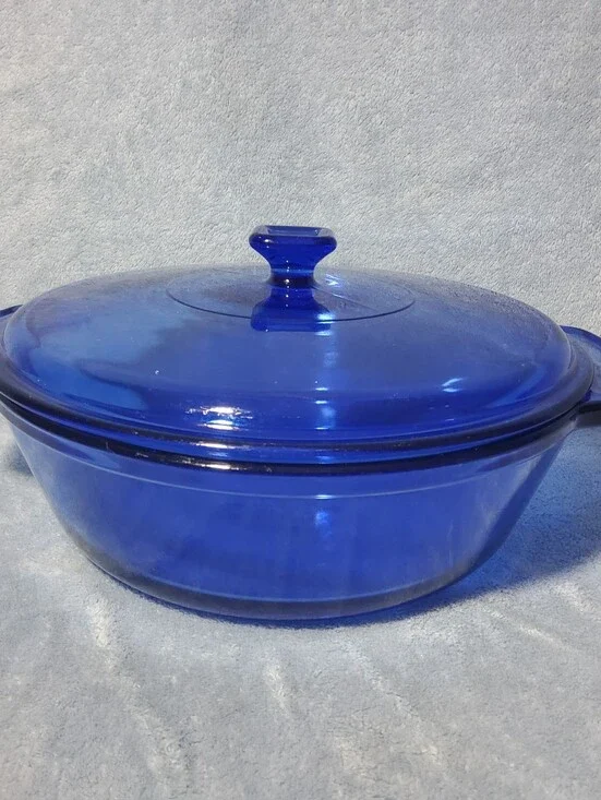 Anchor Hocking Cobalt Blue 2 Qt Round Covered Casserole Dish w/Lid 9