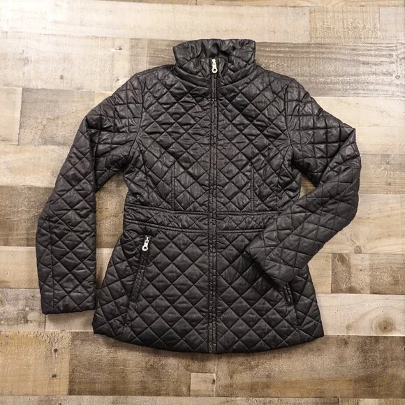 Kate Spade‎ Quilted Jacket Women’s XS Black Lightweight Zip Coat Classic