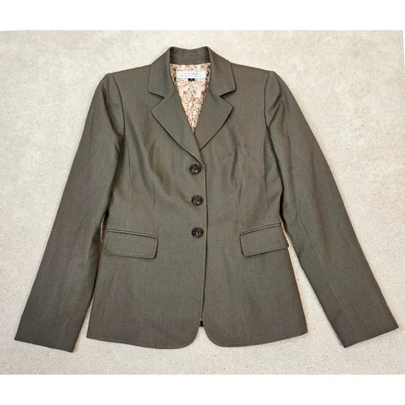 Tahari Womens Blazer Size 2‎ Taupe Old Money Minimalist Classic Workwear Career