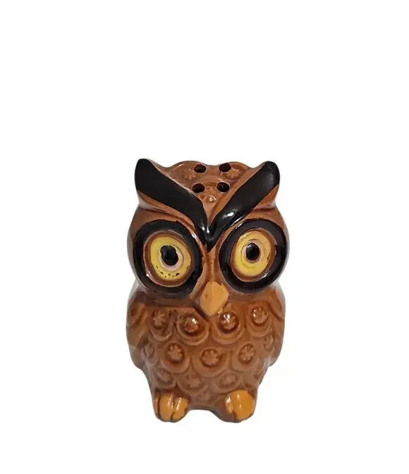 Vintage Ceramic Owl Pepper Salt Shaker MCM Retro Replacement Glossy