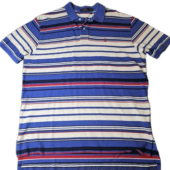 Polo Ralph Lauren Men's Striped Polo‎ Shirt Size XL Red  White Blue Short Sleeve