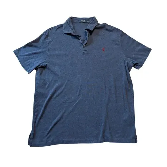 Polo Ralph Lauren Classic Fit Polo Shirt Men XL Blue Heather Cotton Pique Mesh