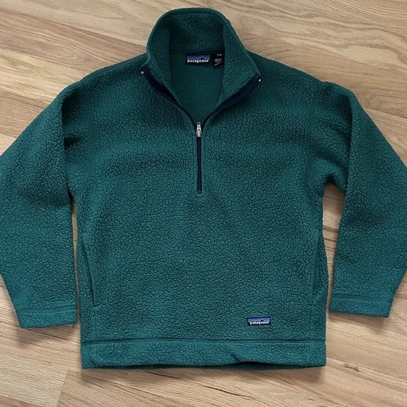 Patagonia vintage 1/2 zip pullover green fleece jacket size XS