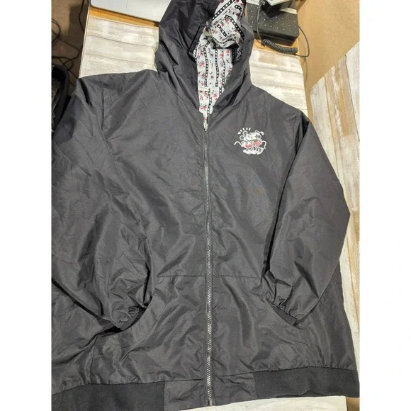 Disney‎ Mickey Minnie Mouse Hooded Windbreaker Jacket Black Plus Size 2X Zip Up