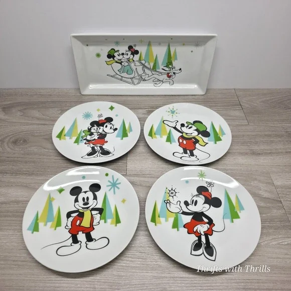 Disney's Mickey Mouse - Holiday Serving Platter With (4) Plates‎ - Mousetastic!!