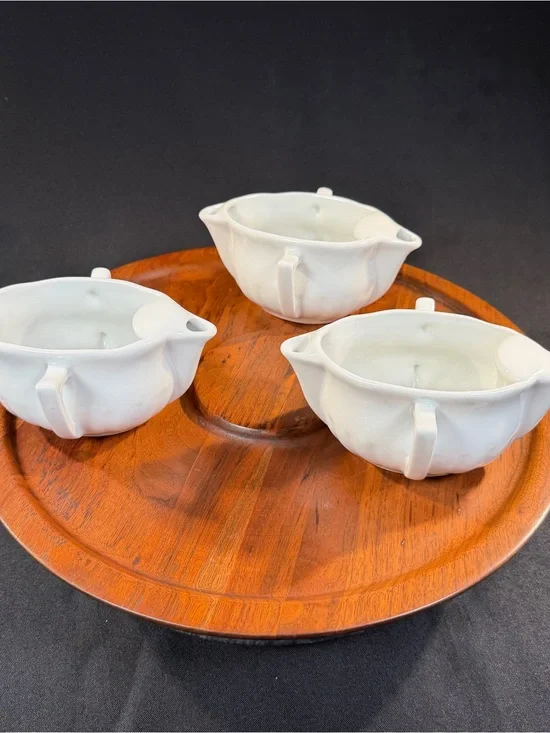 Pillivuyt France Porcelain Gravy  Boat and Fat Separator, Double Spout Saucier