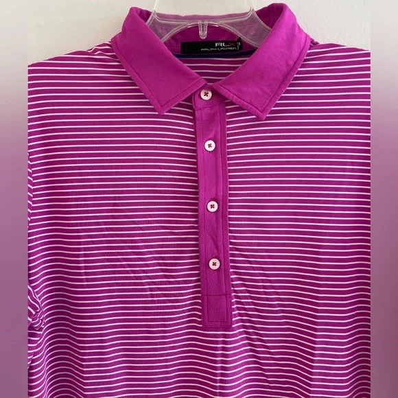 RLX Ralph Lauren men’s pink stripe polo shirt size M