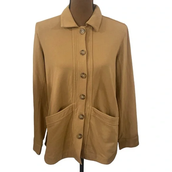 J Jill knit modern barn jacket in tan brown color size S petite