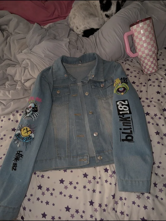 Blink-182 Graphic Light Blue Denim Jacket-size XL(See Description)