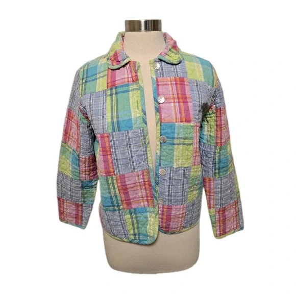 Womens Quilted Patchwork Jacket 90s Vintage Size Large‎ Multicolor