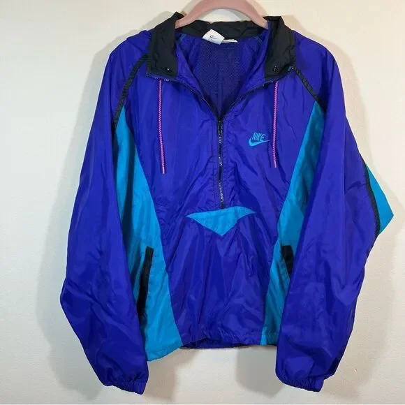Vintage Nike Windbreaker Purple Blue Medium Gray Tag‎