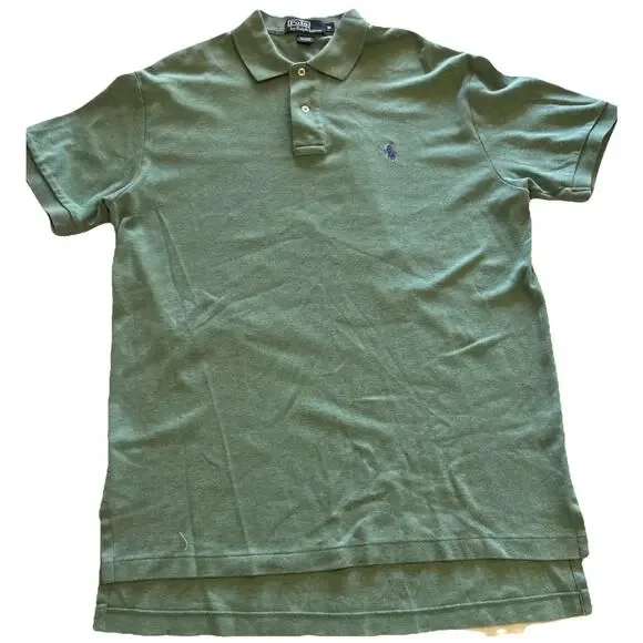 Ralph Lauren Polo‎ Shirt Adult Medium Green Purple Pony Soft Golf Casual Mens