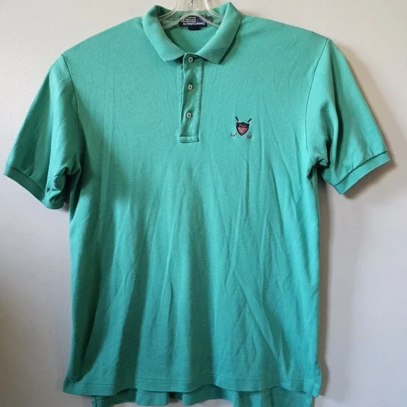 Polo By Ralph Lauren Shirt Men's Size‎ Large Crossed Golf Clubs Vintage Green