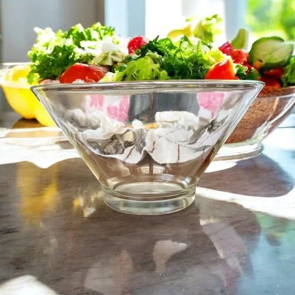 Vintage Anchor Hocking Clear Glass Flared Salad Serving Bowl MCM