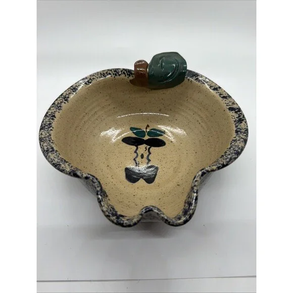 Three Rivers Studio Pottery Spongeware Glazed Apple Bowl