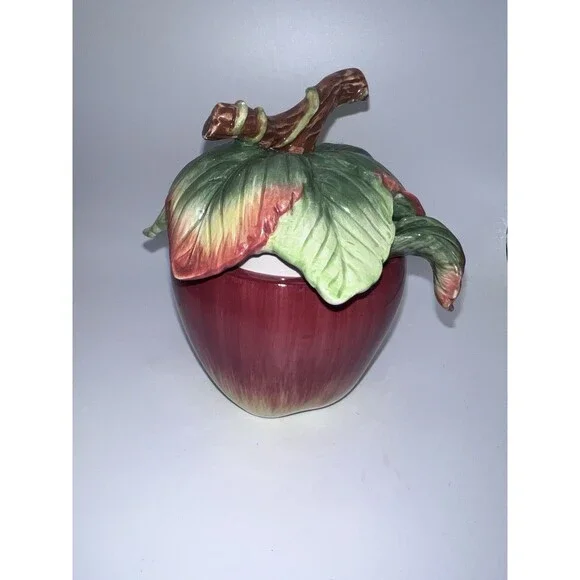 Fitz & Floyd Country Gourmet Apple Ceramic Jam/Jelly Jar with Spoon & Lid Rare