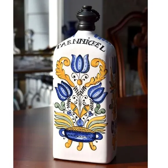 Signed Rectangular Pottery Jug with Lid – 10