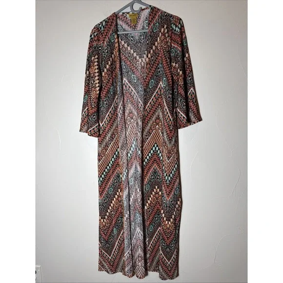 WRANGLER Aztec Western Duster‎ Polyester Cardigan Long Medium