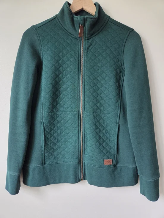 L.L. Bean Green Fleece Lined Quilted Full Zip Sweatshirt Womens Size Small