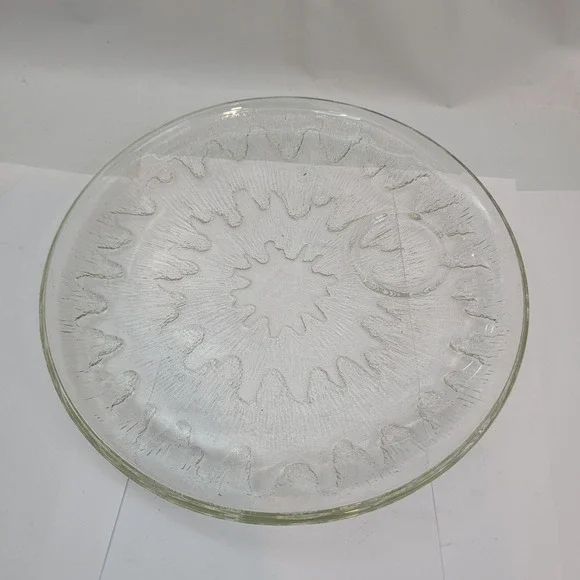 Iittala Ultima Thule Platter Clear Textured Glass 11.5in Tapio Wirkkala