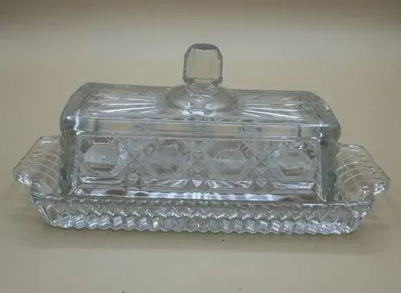 VTG Windsor Federal Cut Glass Covered Butter Dish EXCELLENT