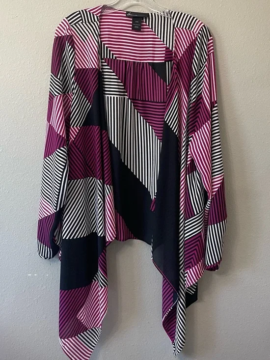 Lane Bryant Magenta, Black & White Striped Light weight Kimono