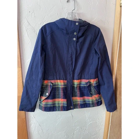 Marmot For Life Hooded Jacket Navy Plaid Lined Size S‎