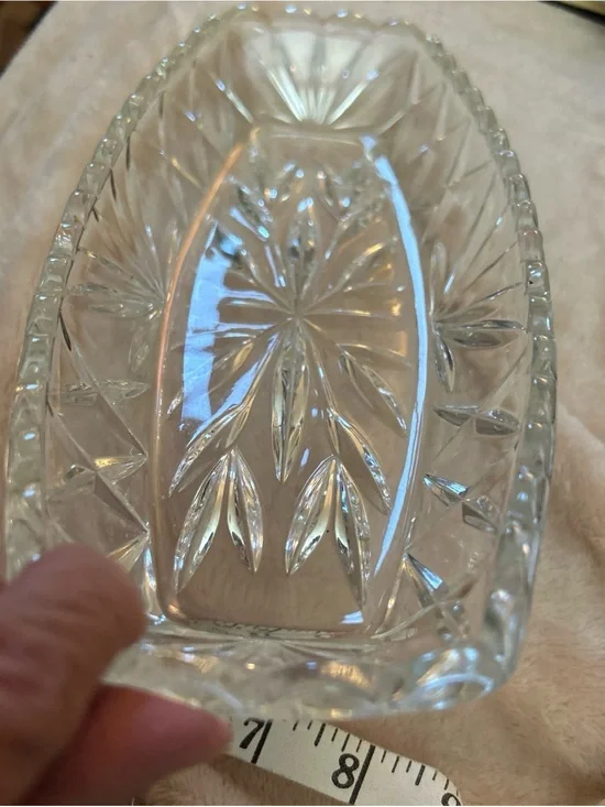 Clear Cut Glass Serveware Dish - Elegant Crystal relish, celery, candy dish