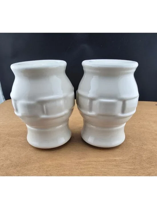 Longaberger White Ceramic Salt & Pepper Shaker Set