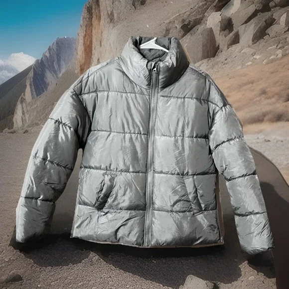 CiSono Los Angeles Womens Puffer Jacket Ivory S‎ Full Zip Waist Pockets