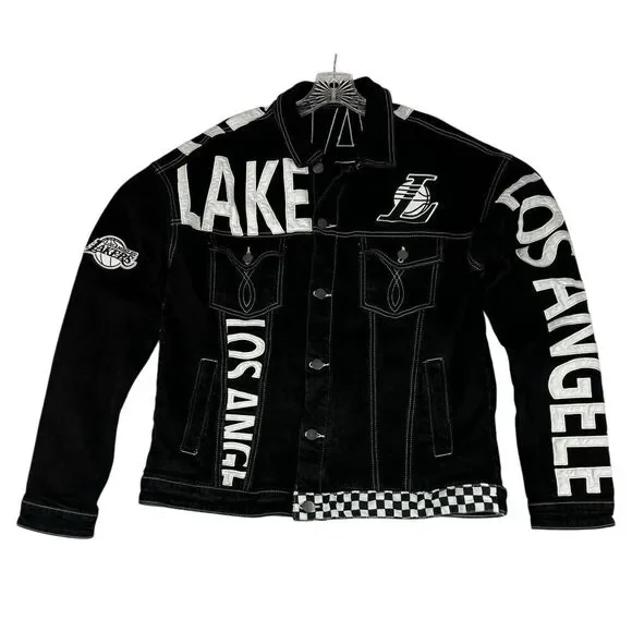 Los Angeles Lakers Black Denim Jacket Women's‎ Size L