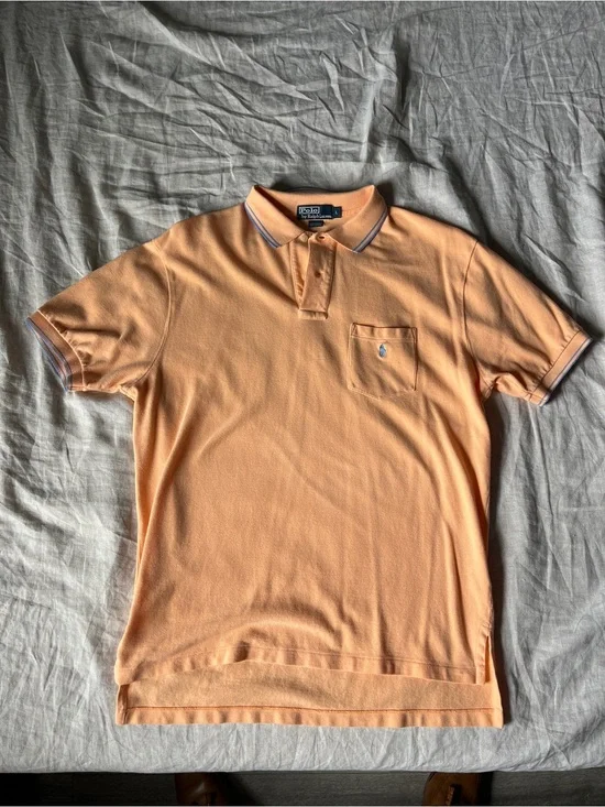 Ralph Lauren Peach Short-Sleeve Polo with Contrast Trim
