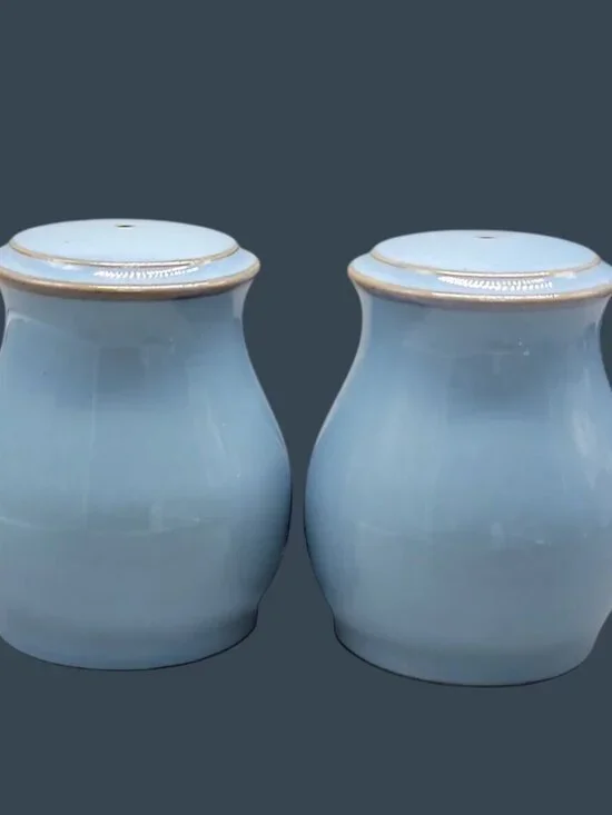 Vintage Denby-Langley Colonial Blue Salt/Pepper Pots Shakers Discontinued