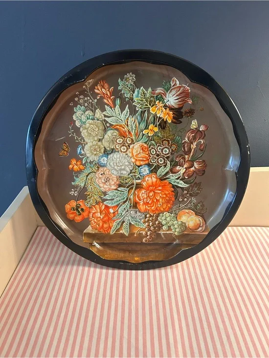 Vintage Daher Decorated Ware Round Meal Serving Tray/Platter