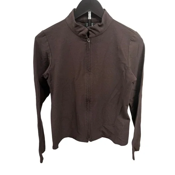 Eileen Fisher Women's Petite Brown Two Way Full‎ Zip Crepe Stretch Jacket PP